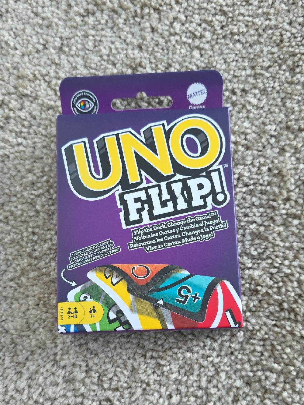 Mattel UNO Flip! Card Game - Purple Packaging